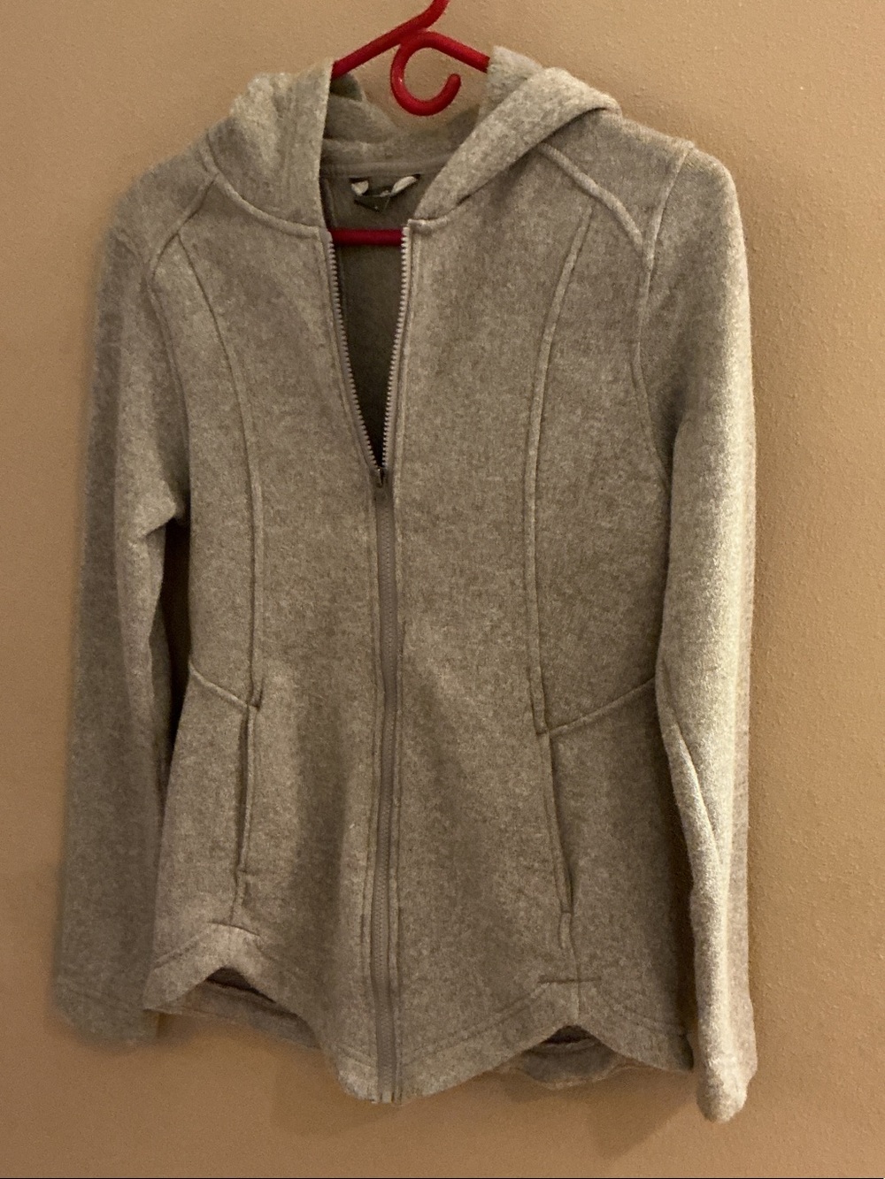 Eddie Bauer Women's Gray Sherpa Hoodie with Dark Label